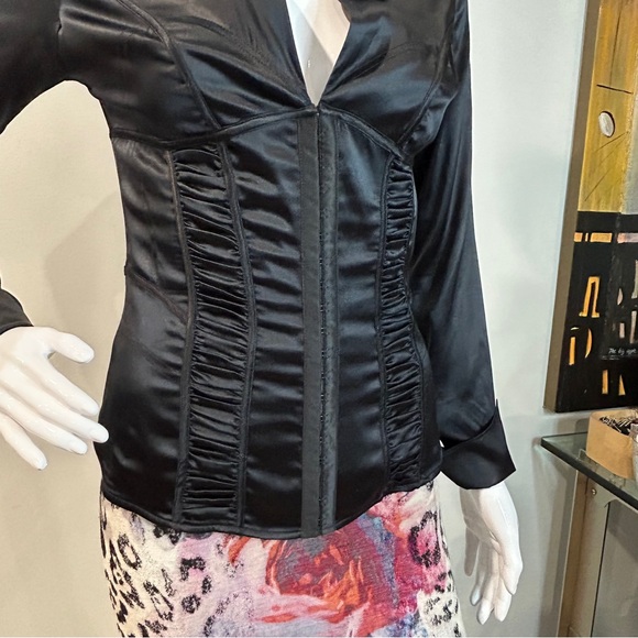 Marciano Stretch Satin Silk Corset Bodice Blouse - Picture 10 of 13